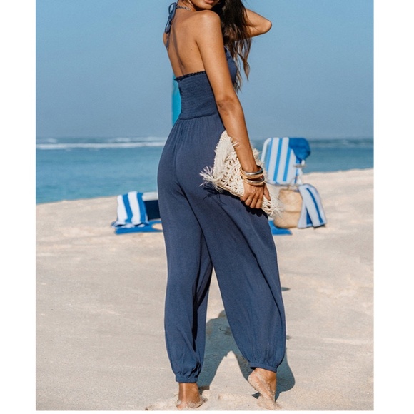 NWOT- Women's Plunge Halter Jogger Jumpsuit - Picture 3 of 4